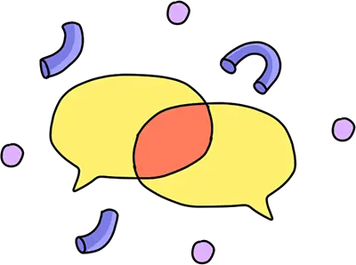 Chat bubbles with confetti illustration